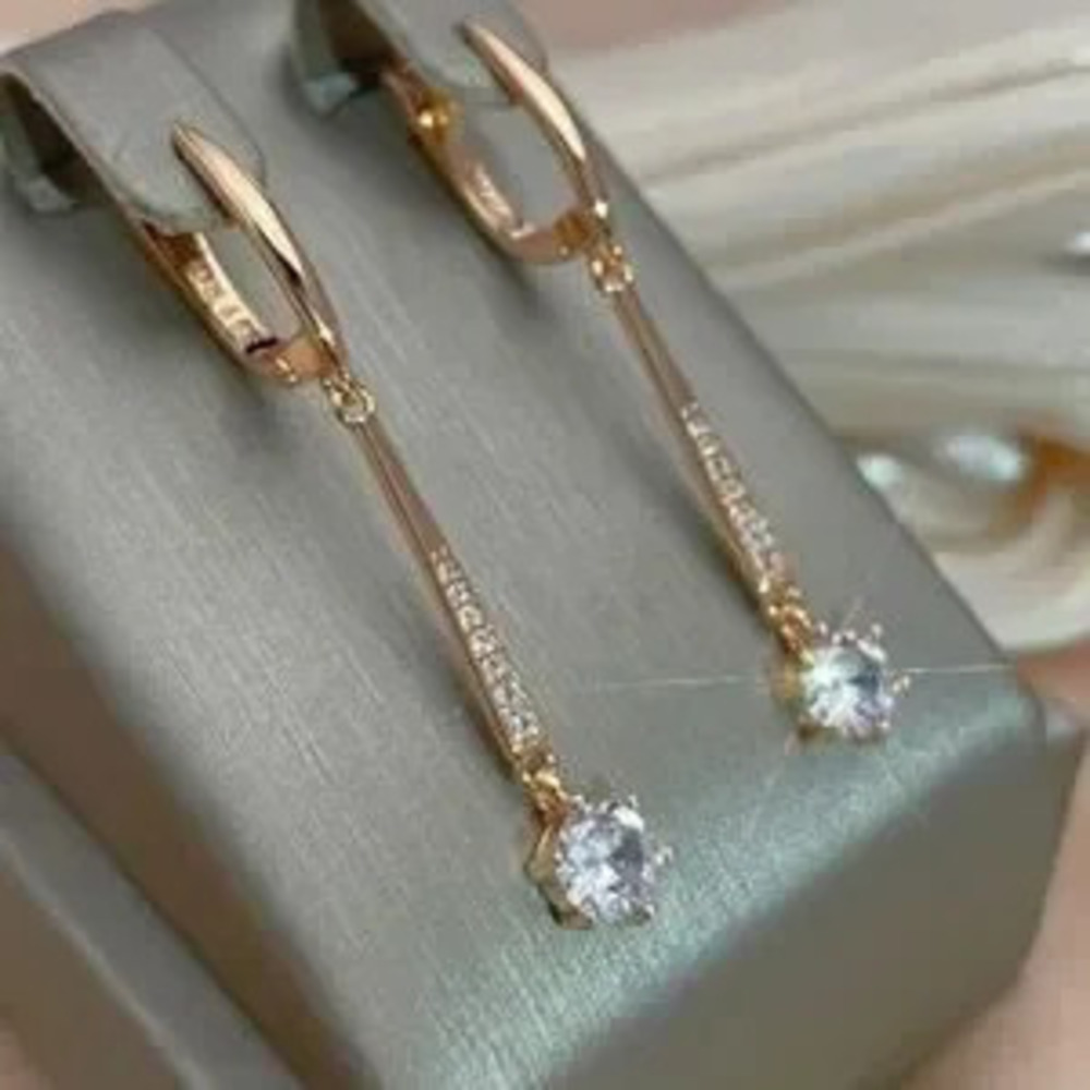 Rose Gold Drop Cubic Zircon Earrings